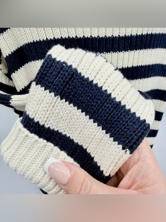 EMERSON FRY Carolyn Funnel Neck Sweater Navy French Stripe Organic - Picture 5 of 8